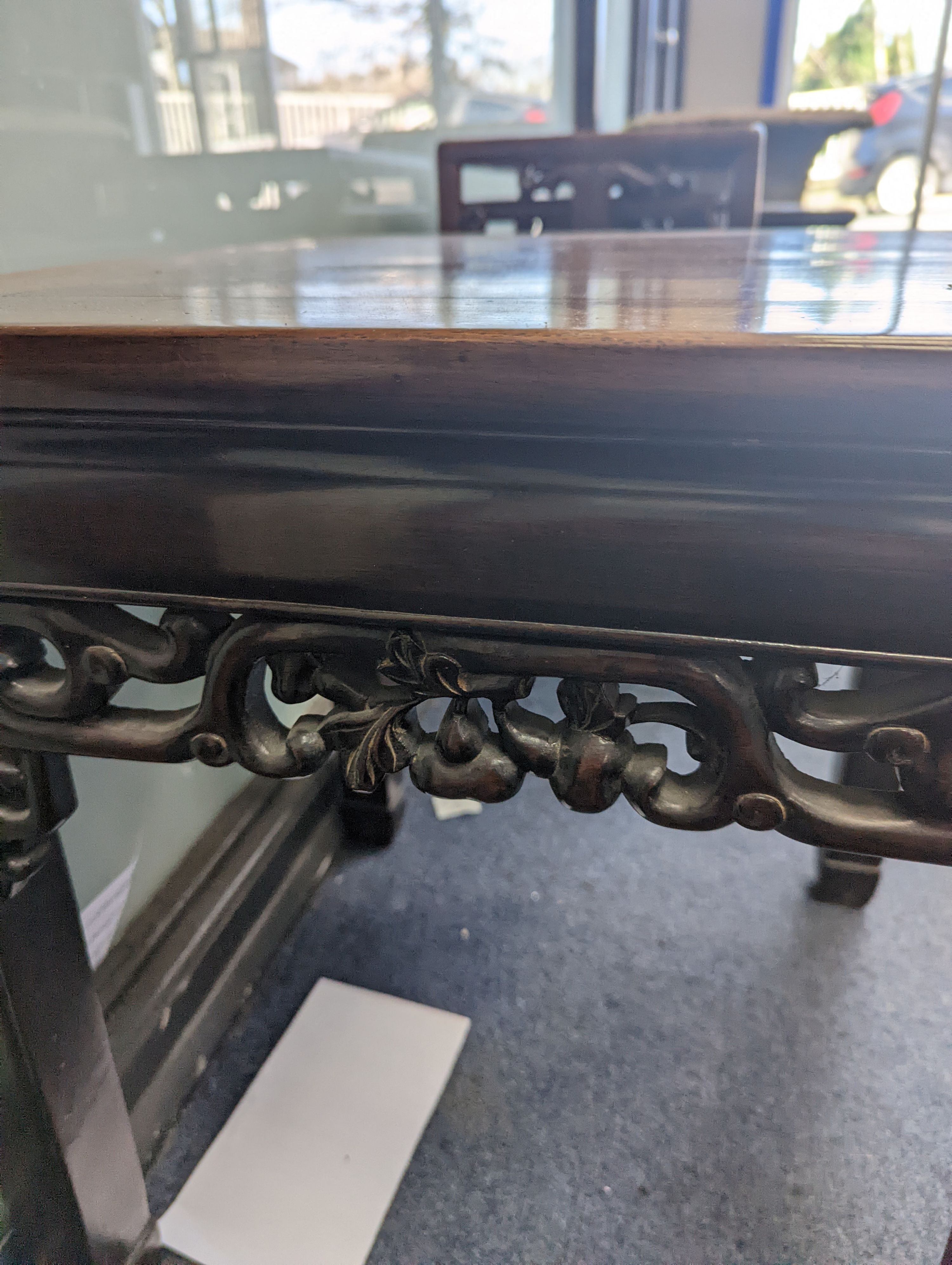 A pair of Chinese hardwood square top tables, 48cm, height 51cm